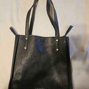 Calvin Klein Black Leather Tote Bag